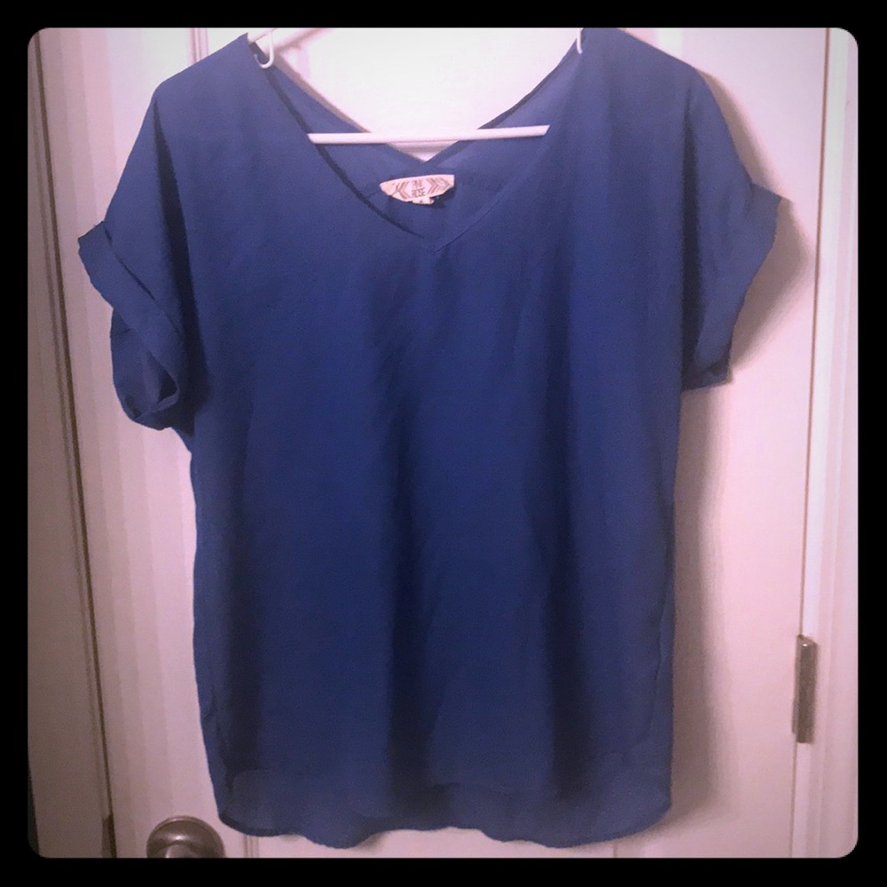 Pink Rose Blue Blouse